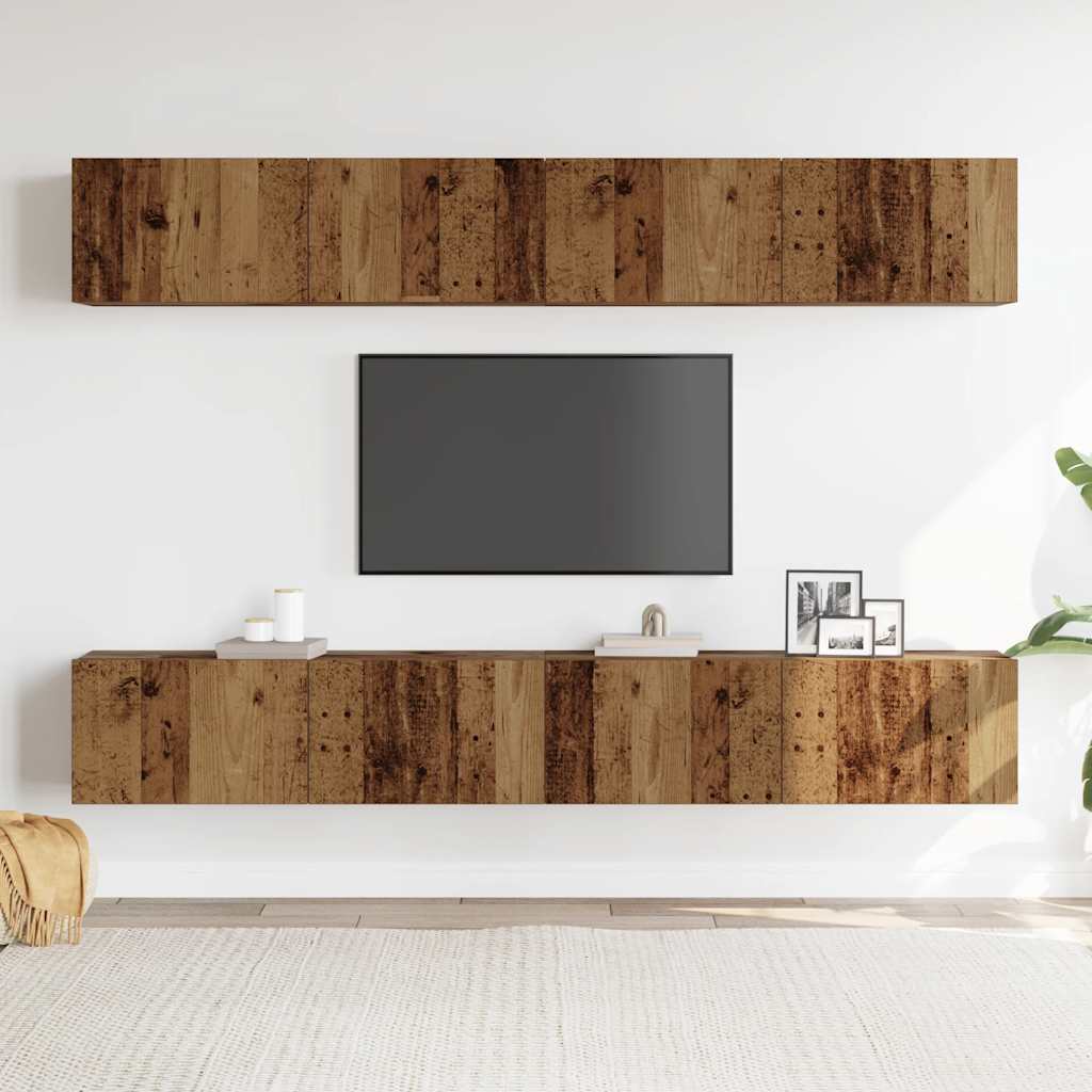 vidaXL 4-teiliges TV-Wandschrank-Set Altholz 100x30x30 cm