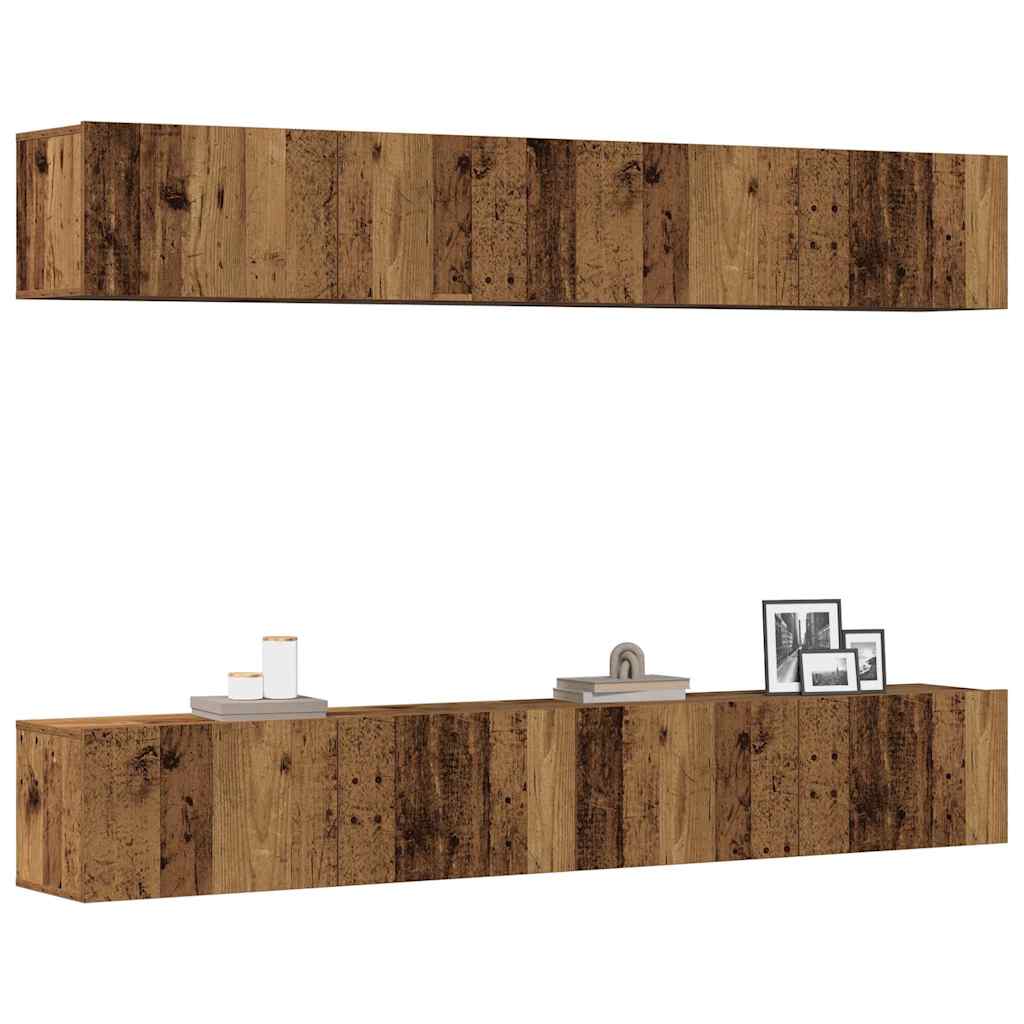 vidaXL 4-teiliges TV-Wandschrank-Set Altholz 100x30x30 cm