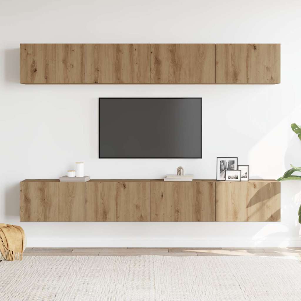 vidaXL 4-teiliges TV-Wandschrank-Set Artisan Oak 100x30x30 cm