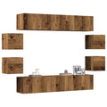vidaXL 8-tlg. TV-Schrank-Set Wandmontage Altholz-Optik Holzwerkstoff