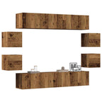vidaXL 8-tlg. TV-Schrank-Set Wandmontage Altholz-Optik Holzwerkstoff