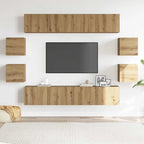 vidaXL 8-tlg. TV-Schrank-Set Wandmontage Artisan-Eiche Holzwerkstoff