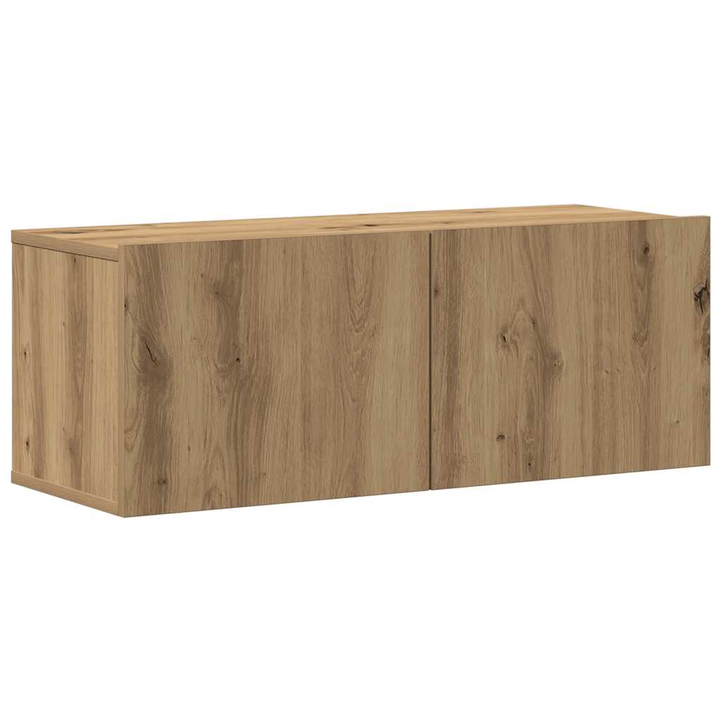 vidaXL 8-tlg. TV-Schrank-Set Wandmontage Artisan-Eiche Holzwerkstoff