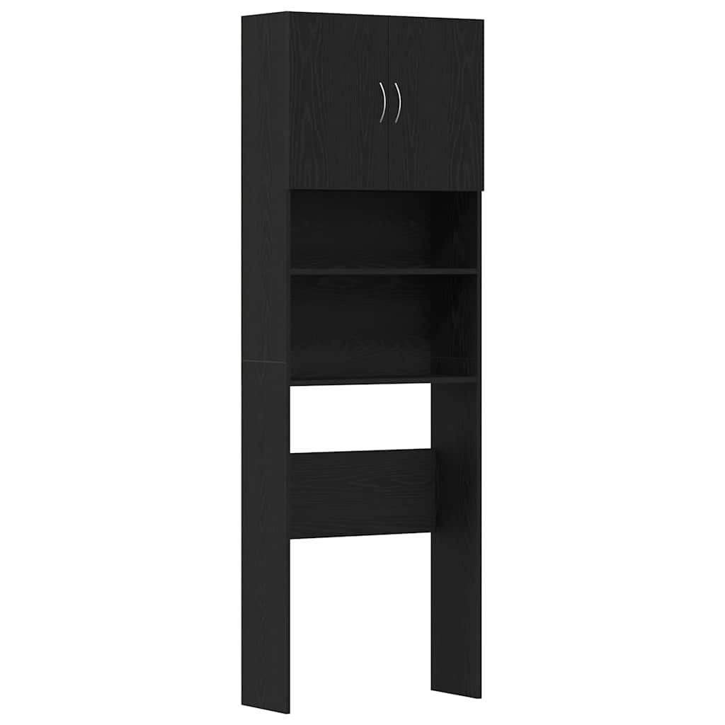 vidaXL Waschmaschinenschrank Schwarz Eichen-Optik 64x24x190 cm