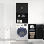 vidaXL Waschmaschinenschrank Schwarz Eichen-Optik 64x24x190 cm