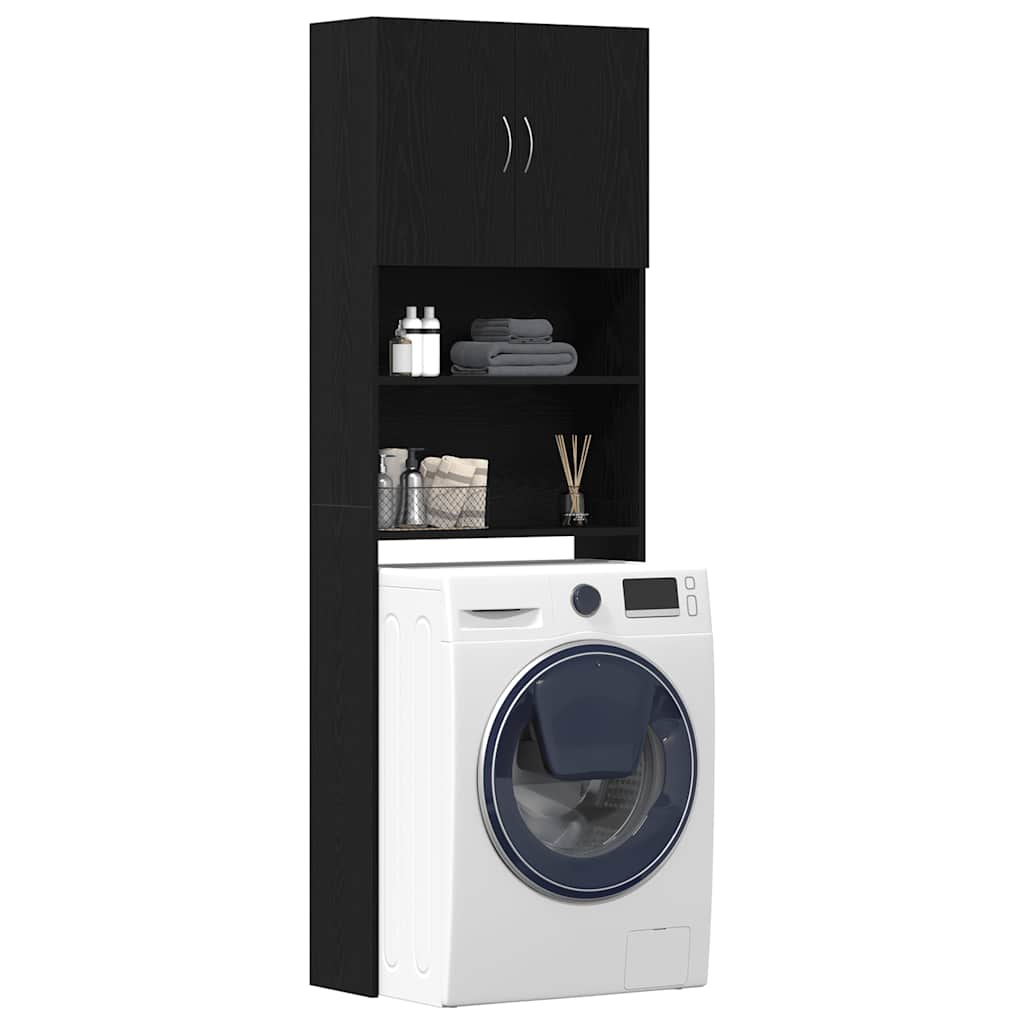 vidaXL Waschmaschinenschrank Schwarz Eichen-Optik 64x24x190 cm