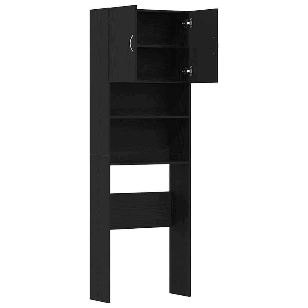 vidaXL Waschmaschinenschrank Schwarz Eichen-Optik 64x24x190 cm