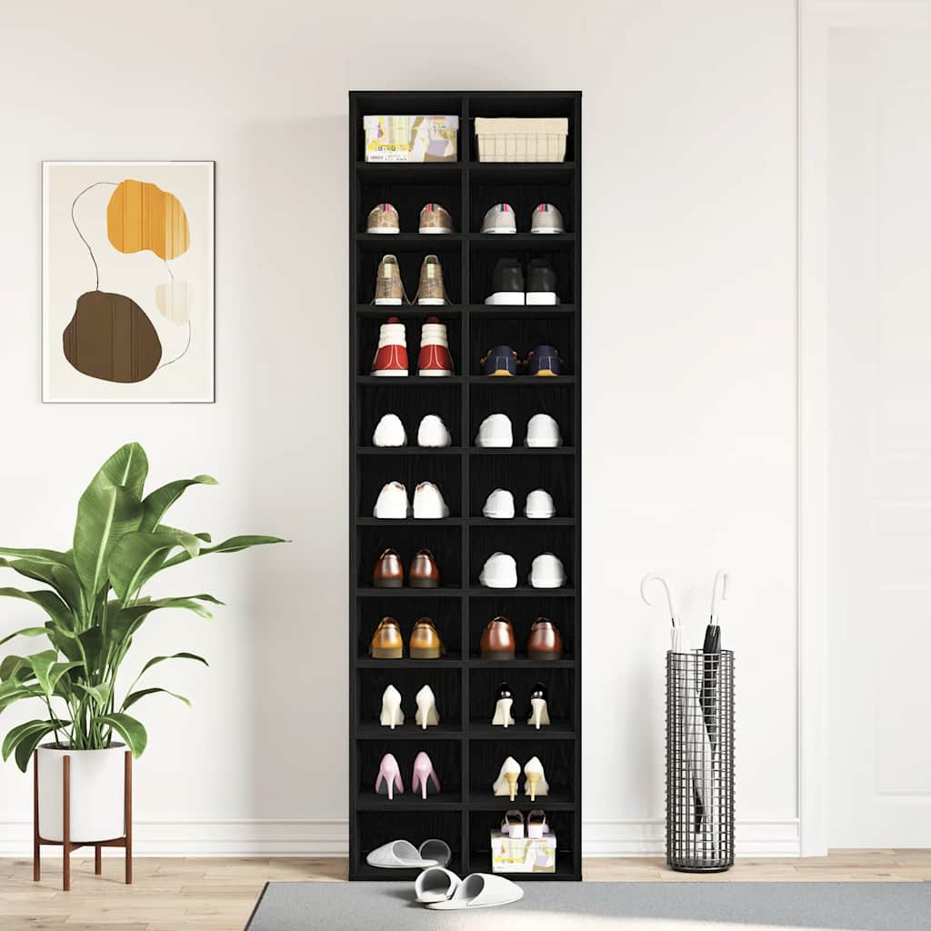 vidaXL Schuhschrank Schwarz Eichen-Optik 54x34x183 cm Holzwerkstoff