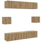 vidaXL 6-tlg. TV-Schrank-Set Wandmontage Artisan-Eiche Holzwerkstoff