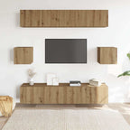 vidaXL 6-tlg. TV-Schrank-Set Wandmontage Artisan-Eiche Holzwerkstoff