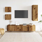 vidaXL 5-tlg. TV-Schrank-Set Wandmontage Altholz-Optik Holzwerkstoff