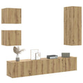 vidaXL 5-tlg. TV-Schrank-Set Wandmontage Artisan-Eiche Holzwerkstoff