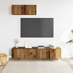 vidaXL 3-tlg. TV-Schrank-Set Wandmontage Altholz-Optik Holzwerkstoff
