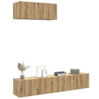 vidaXL 3-tlg. TV-Schrank-Set Wandmontage Artisan-Eiche Holzwerkstoff