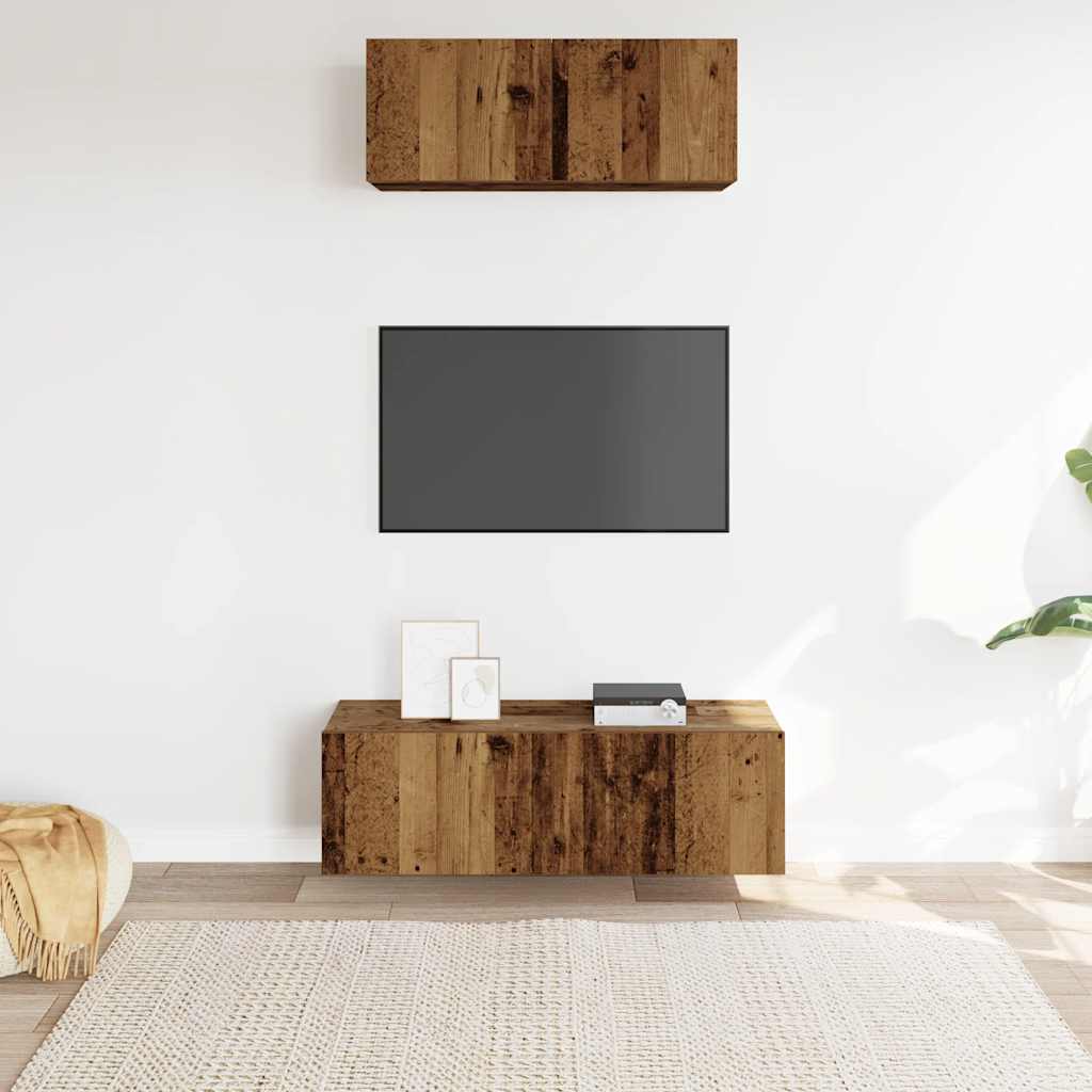 vidaXL 2-tlg. TV-Schrank-Set Wandmontage Altholz-Optik Holzwerkstoff