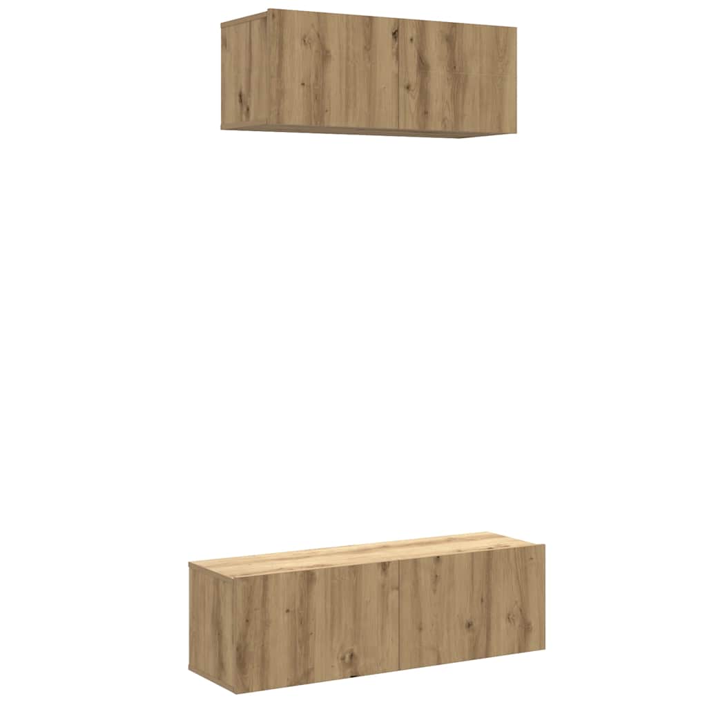 vidaXL 2-tlg. TV-Schrank-Set Wandmontage Artisan-Eiche Holzwerkstoff