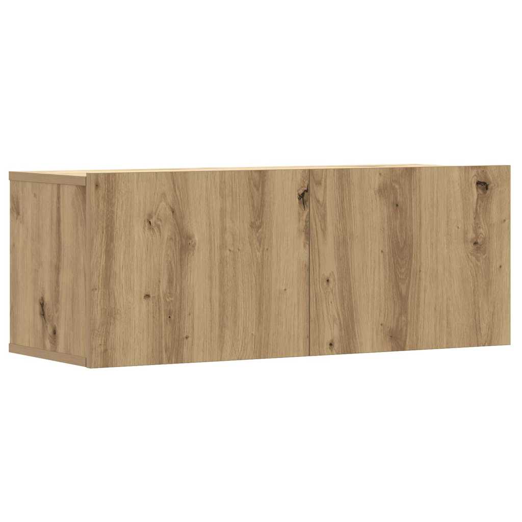 vidaXL 2-tlg. TV-Schrank-Set Wandmontage Artisan-Eiche Holzwerkstoff