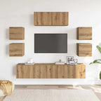 vidaXL 7-tlg. TV-Schrank-Set Wandmontage Artisan-Eiche Holzwerkstoff
