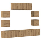 vidaXL 7-tlg. TV-Schrank-Set Wandmontage Artisan-Eiche Holzwerkstoff