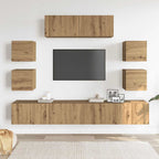 vidaXL 7-tlg. TV-Schrank-Set Wandmontage Artisan-Eiche Holzwerkstoff