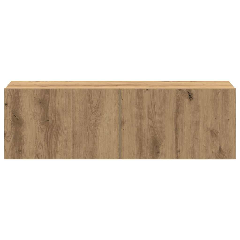vidaXL 4-tlg. TV-Schrank-Set Wandmontage Artisan-Eiche Holzwerkstoff