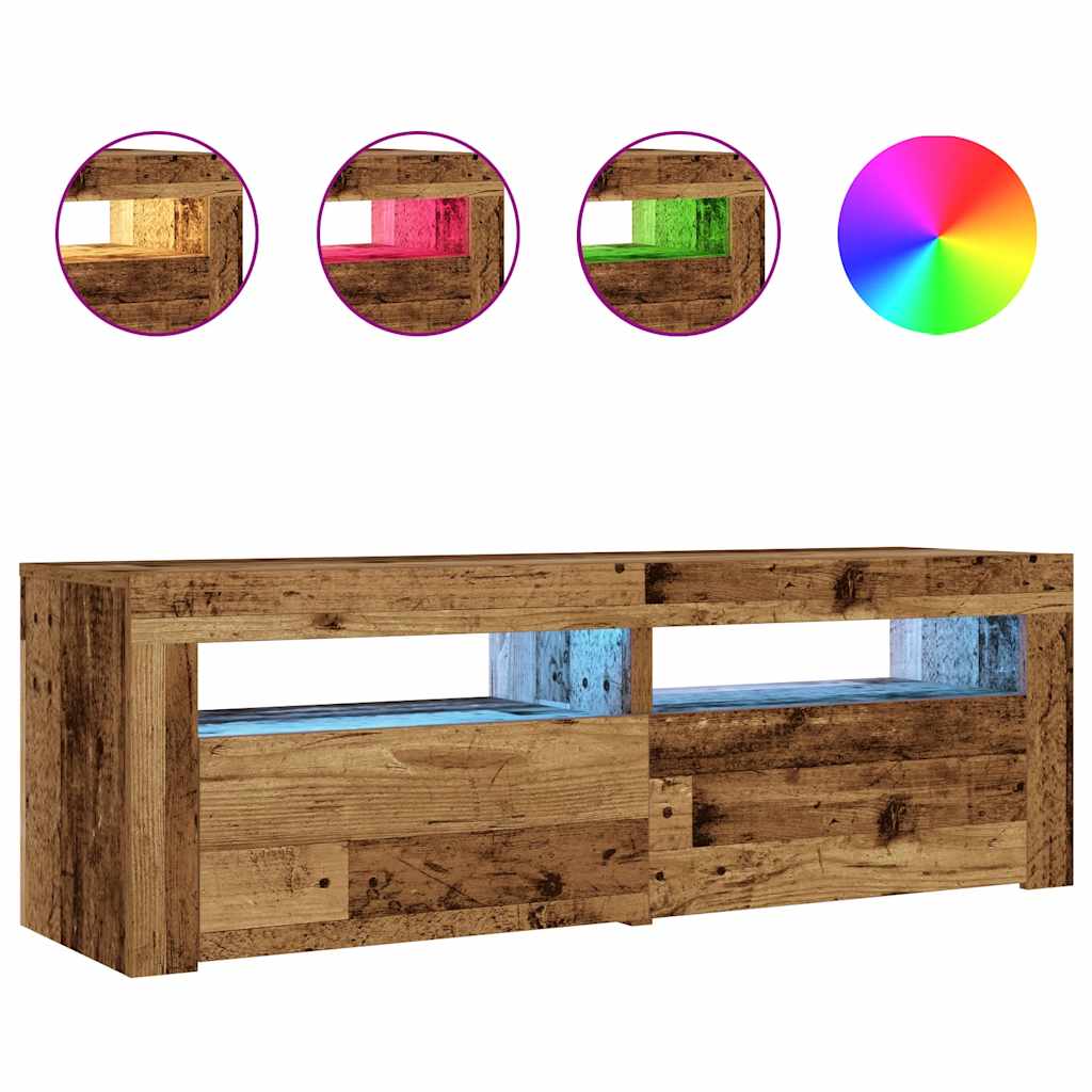 vidaXL Nachttische 2 Stk. mit LEDs Altholz-Optik 60x35x40 cm