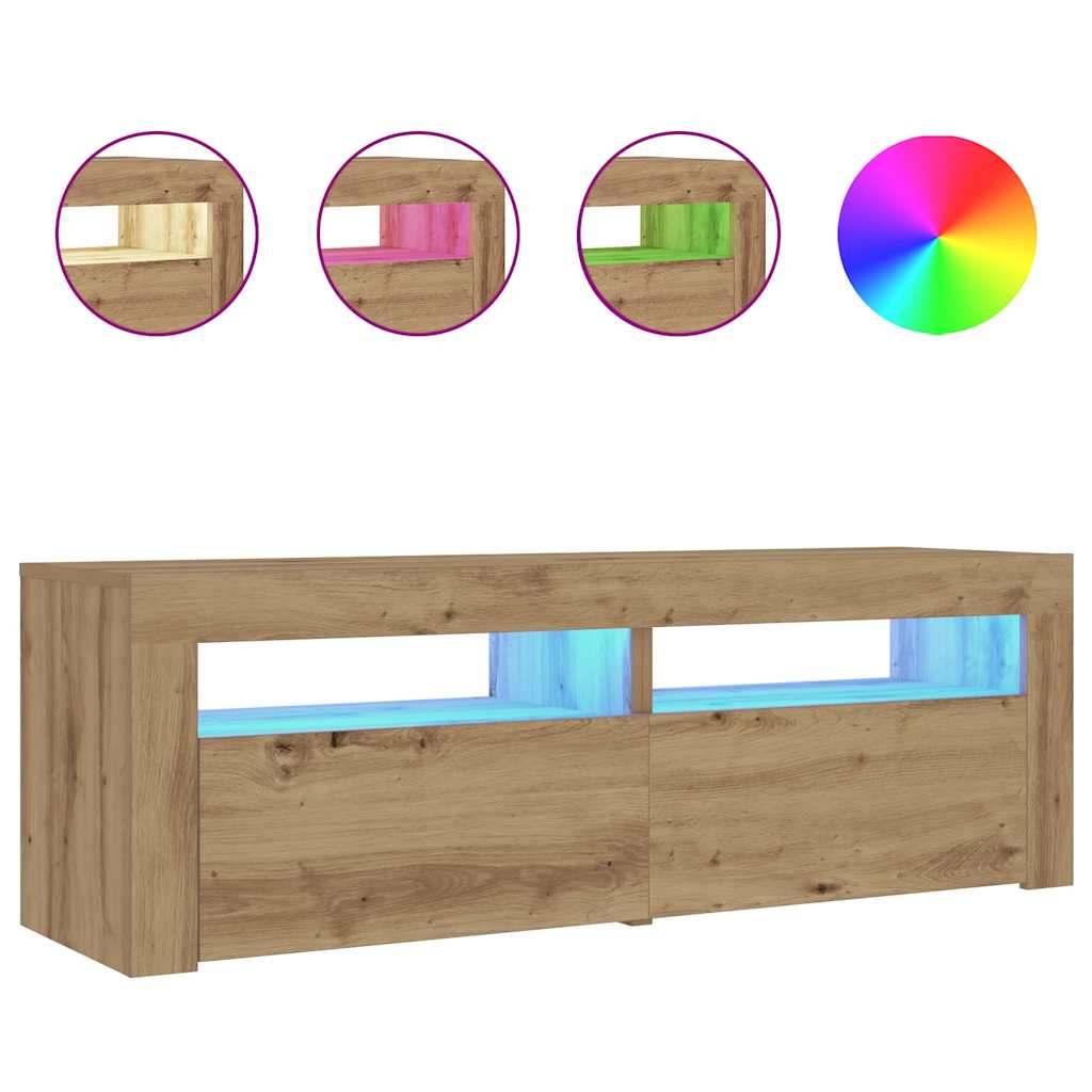 vidaXL Nachttische 2 Stk. mit LEDs Artisan-Eiche 60x35x40 cm