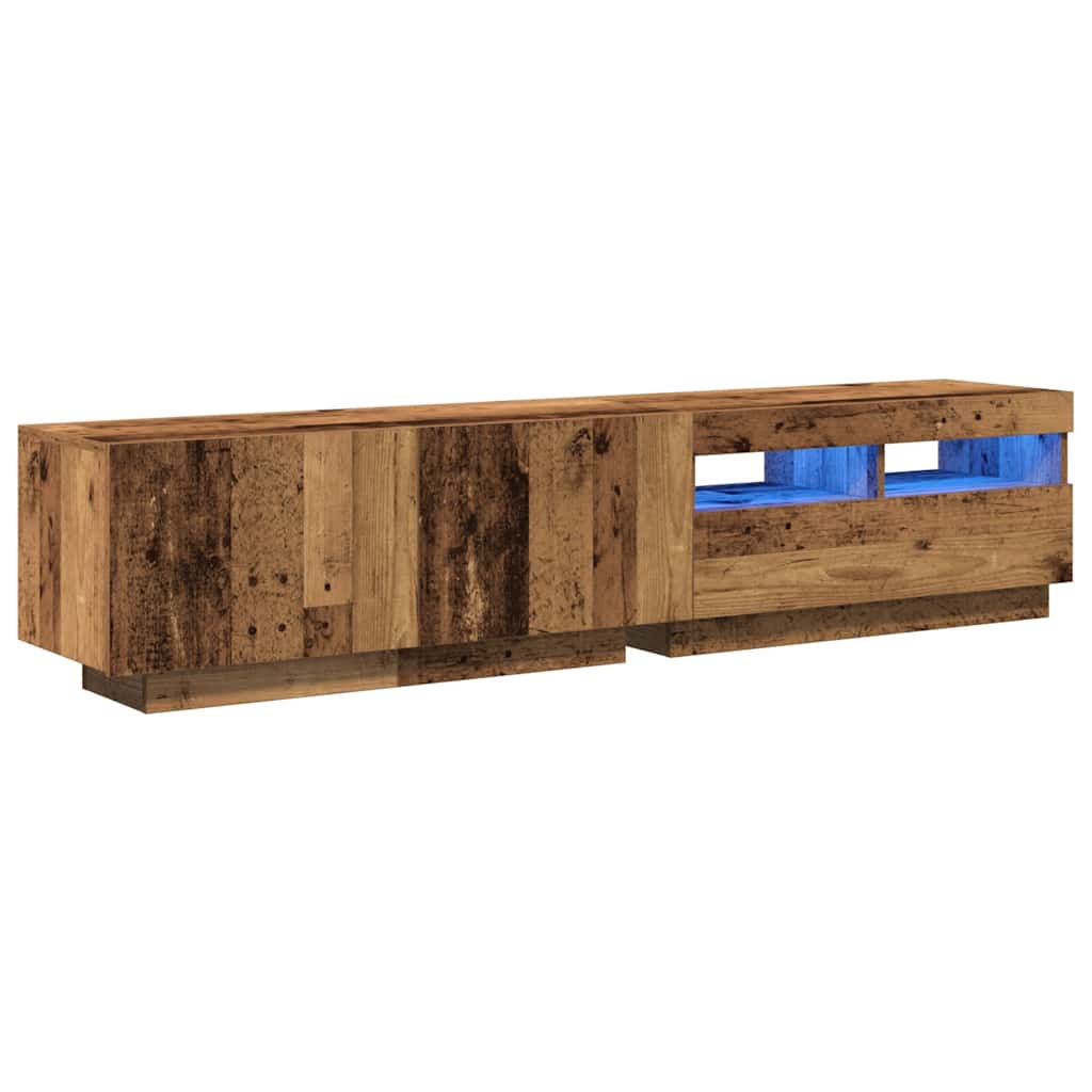 vidaXL TV-Schrank mit LED-Leuchten Altholz-Optik 180x35x40 cm