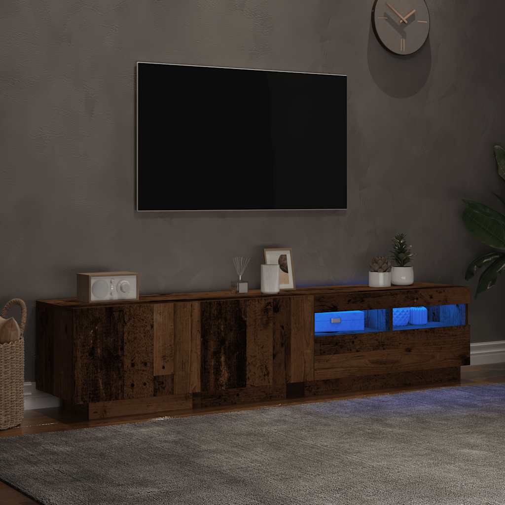 vidaXL TV-Schrank mit LED-Leuchten Altholz-Optik 180x35x40 cm