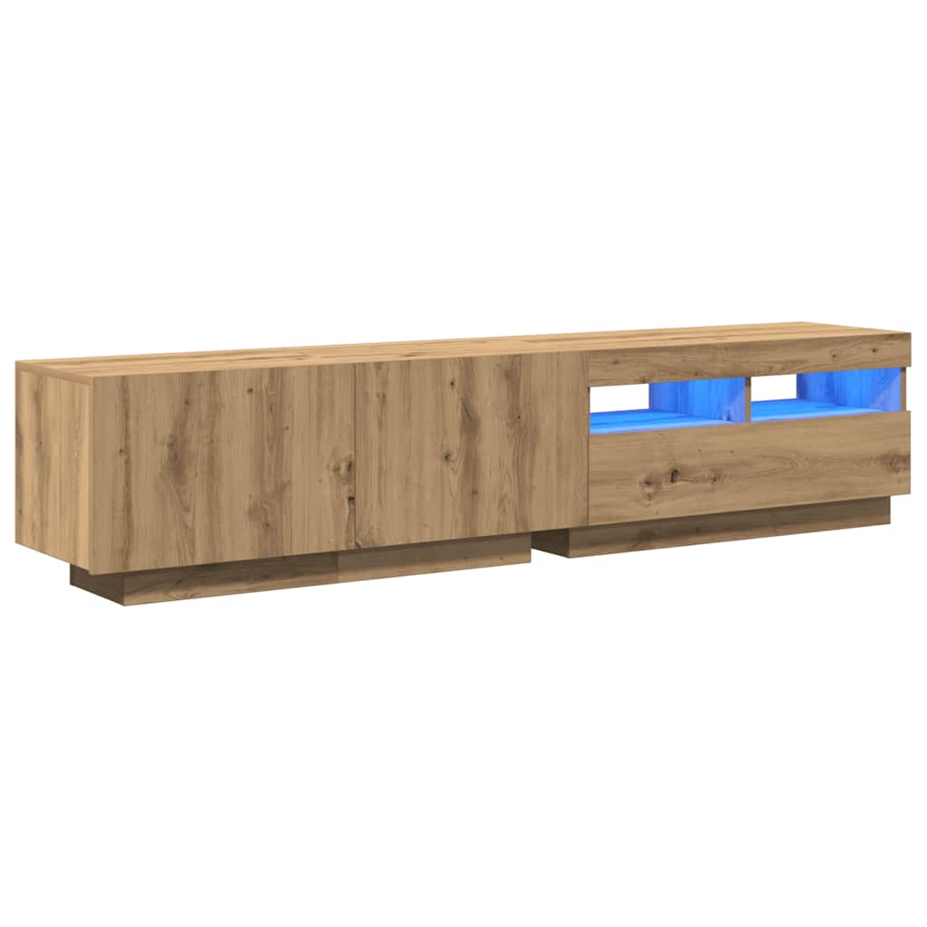 vidaXL TV-Schrank mit LED-Leuchten Artisan-Eiche 180x35x40 cm