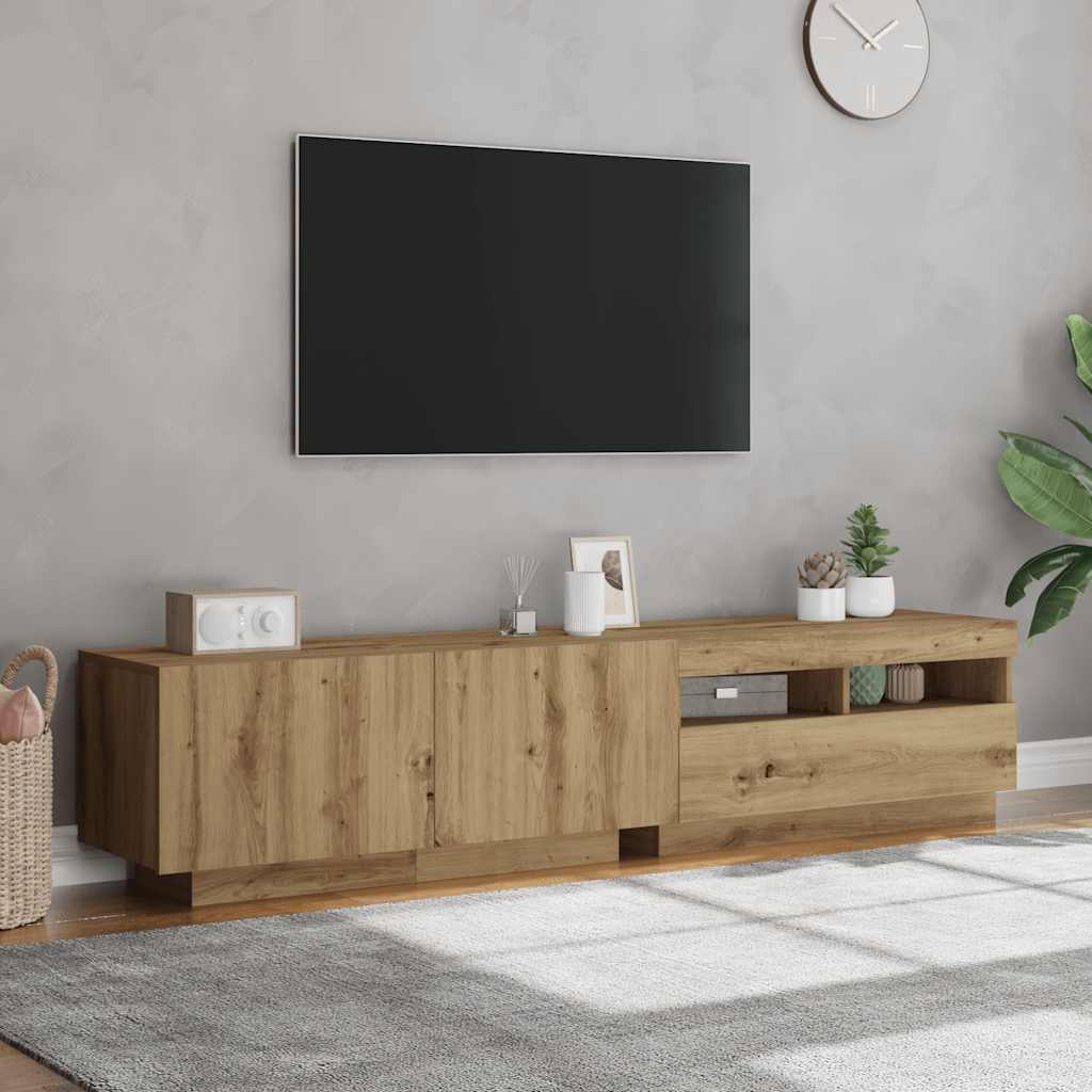 vidaXL TV-Schrank mit LED-Leuchten Artisan-Eiche 180x35x40 cm