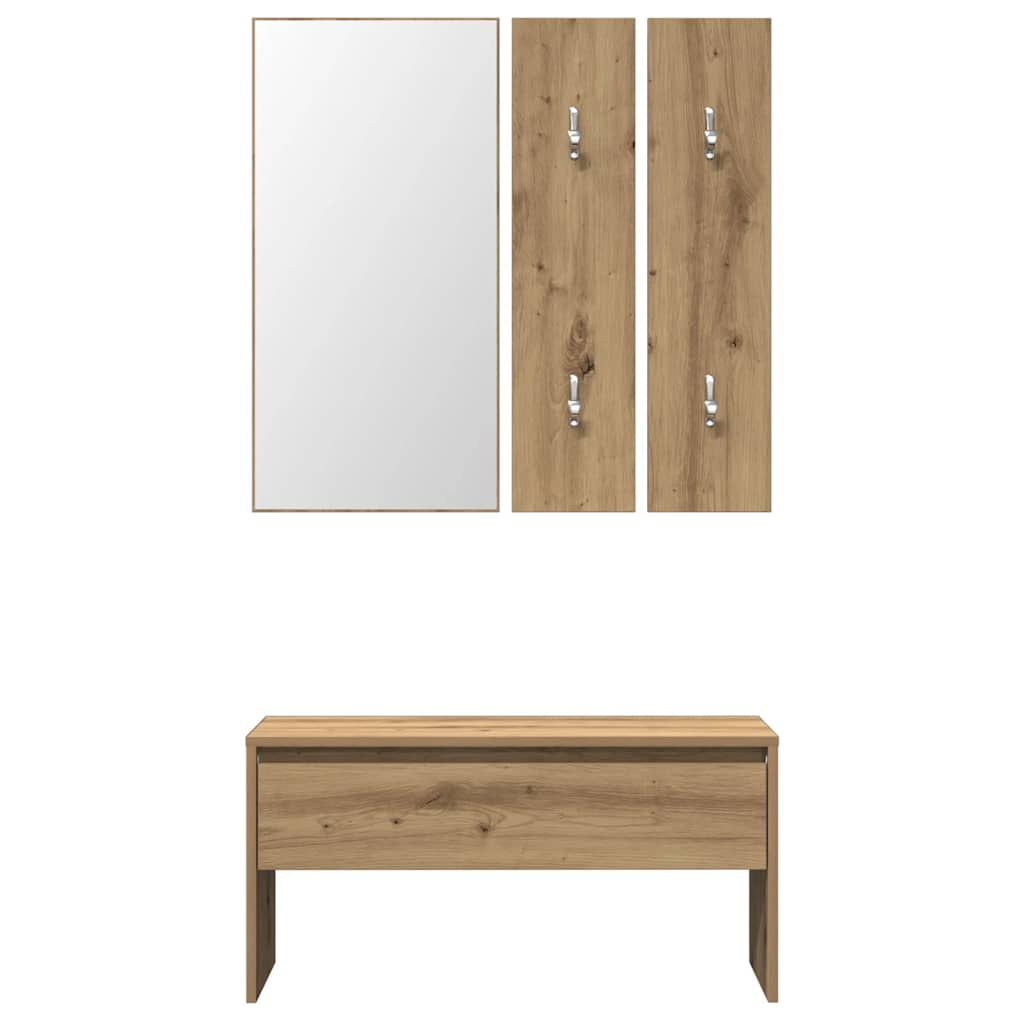 vidaXL Garderoben-Set Artisan-Eiche Holzwerkstoff