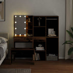 vidaXL Schminktisch-Set mit LED-Leuchten Altholz-Optik Holzwerkstoff
