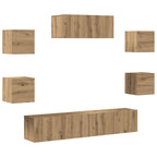 vidaXL 7-teiliges TV-Schrank-Set Wandmontage Artisan Eiche