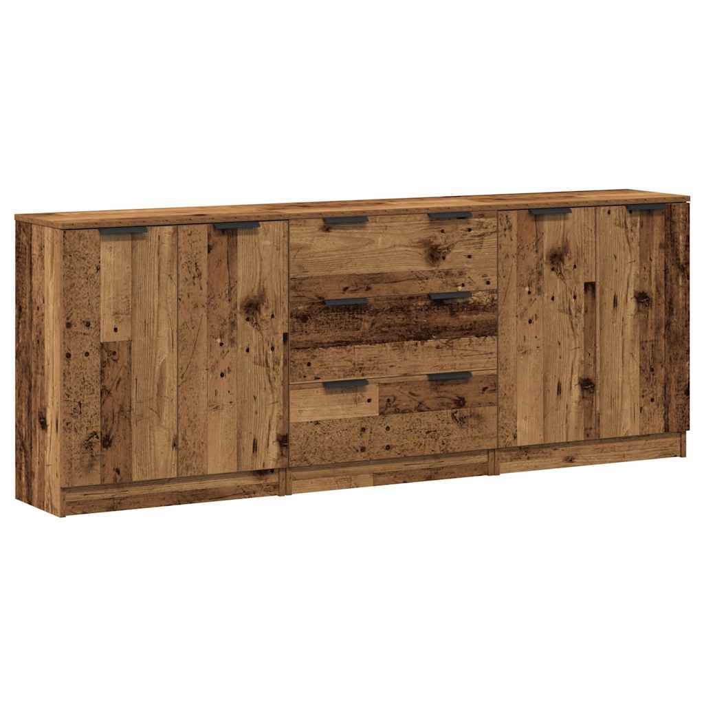 vidaXL Sideboards 3 Stk. Altholz-Optik 60x30x70 cm Holzwerkstoff