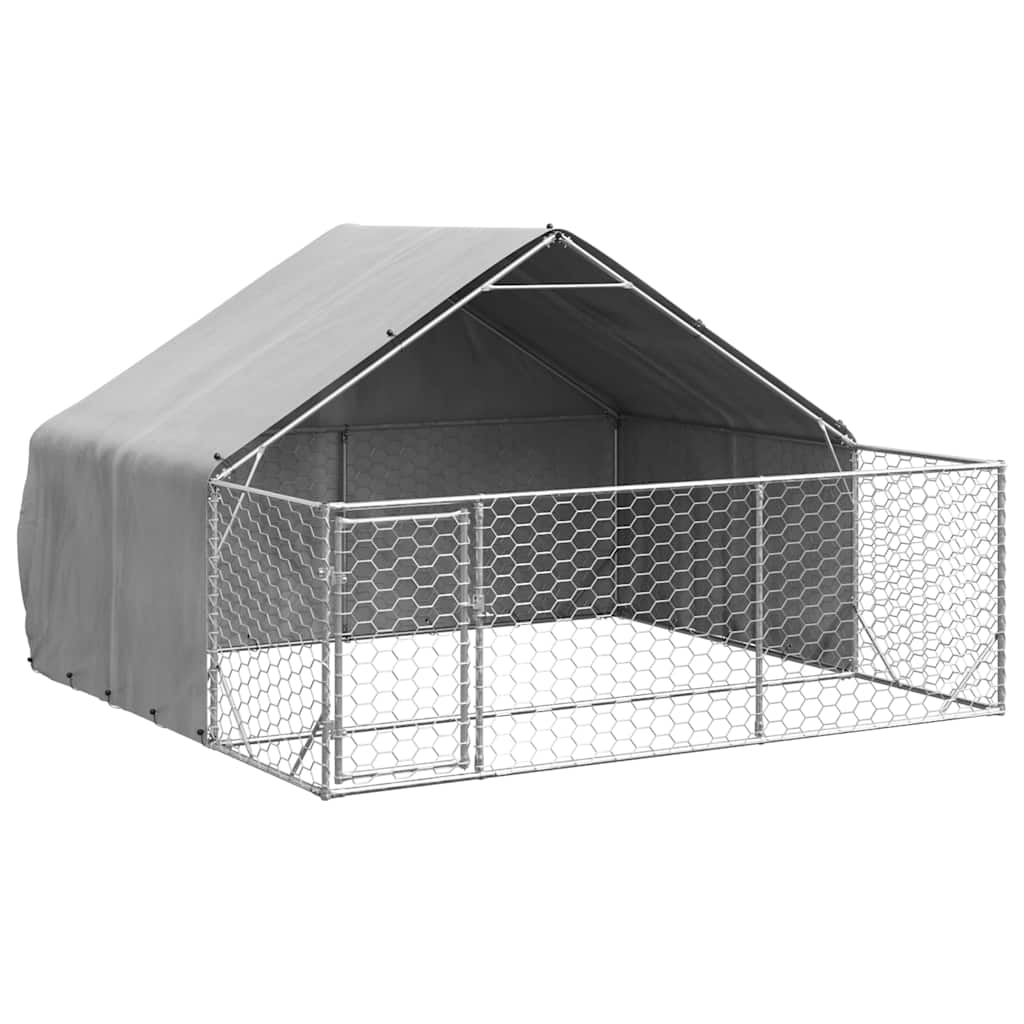 vidaXL Outdoor-Hundezwinger mit Auslauf 3x3x1,9 m Verzinkter Stahl