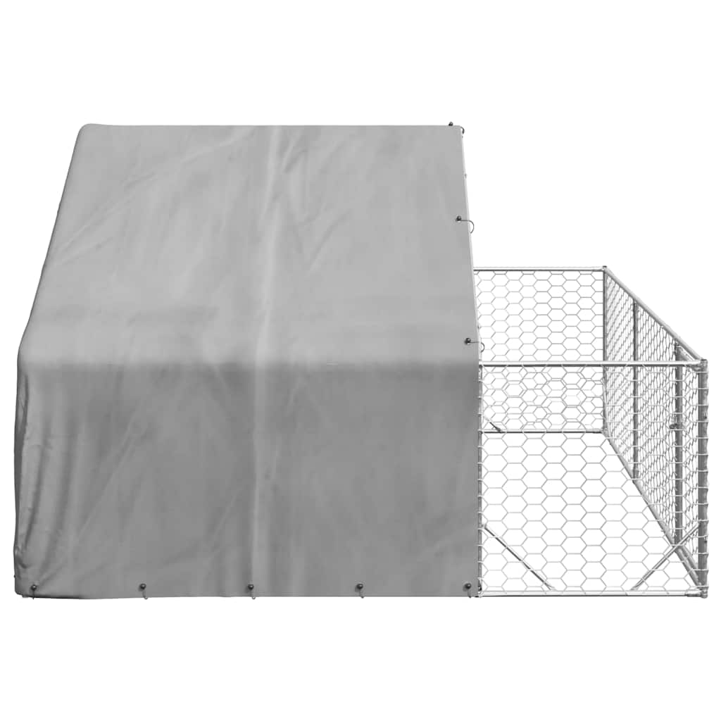 vidaXL Outdoor-Hundezwinger mit Auslauf 3x3x1,9 m Verzinkter Stahl
