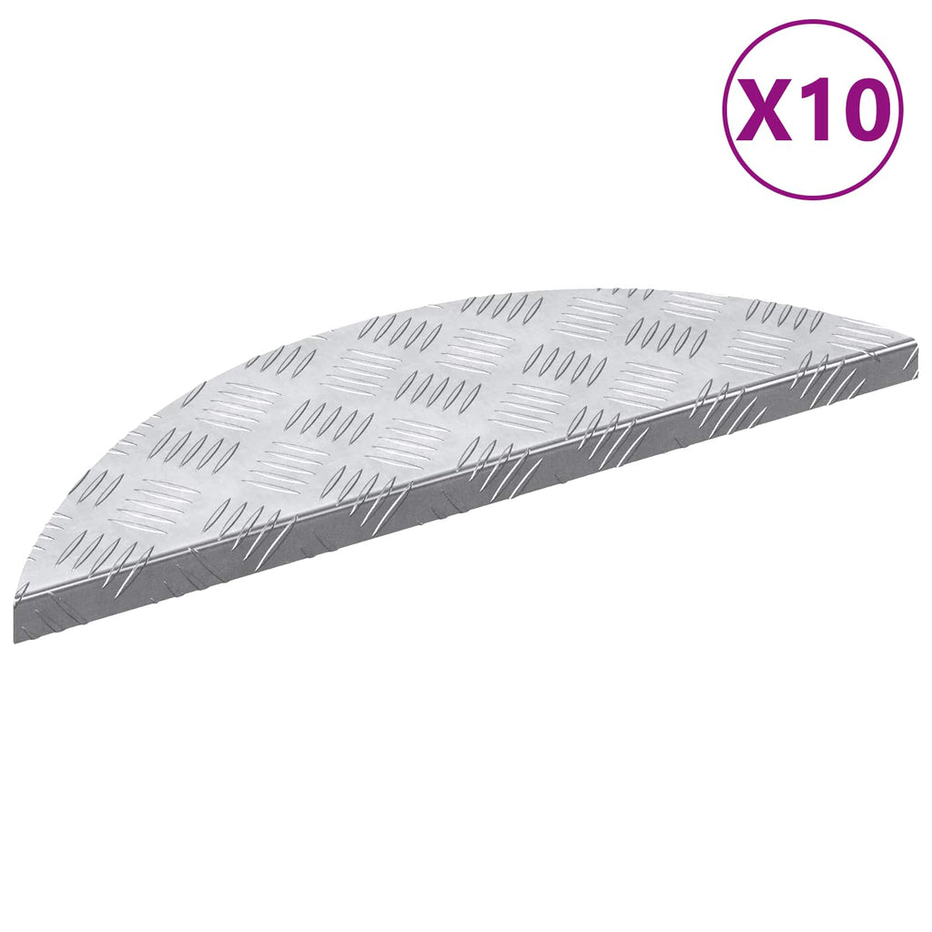 vidaXL Treppe Tritt Halbmond 10 pcs Silber 60 x 18 x 2,5 cm Aluminium