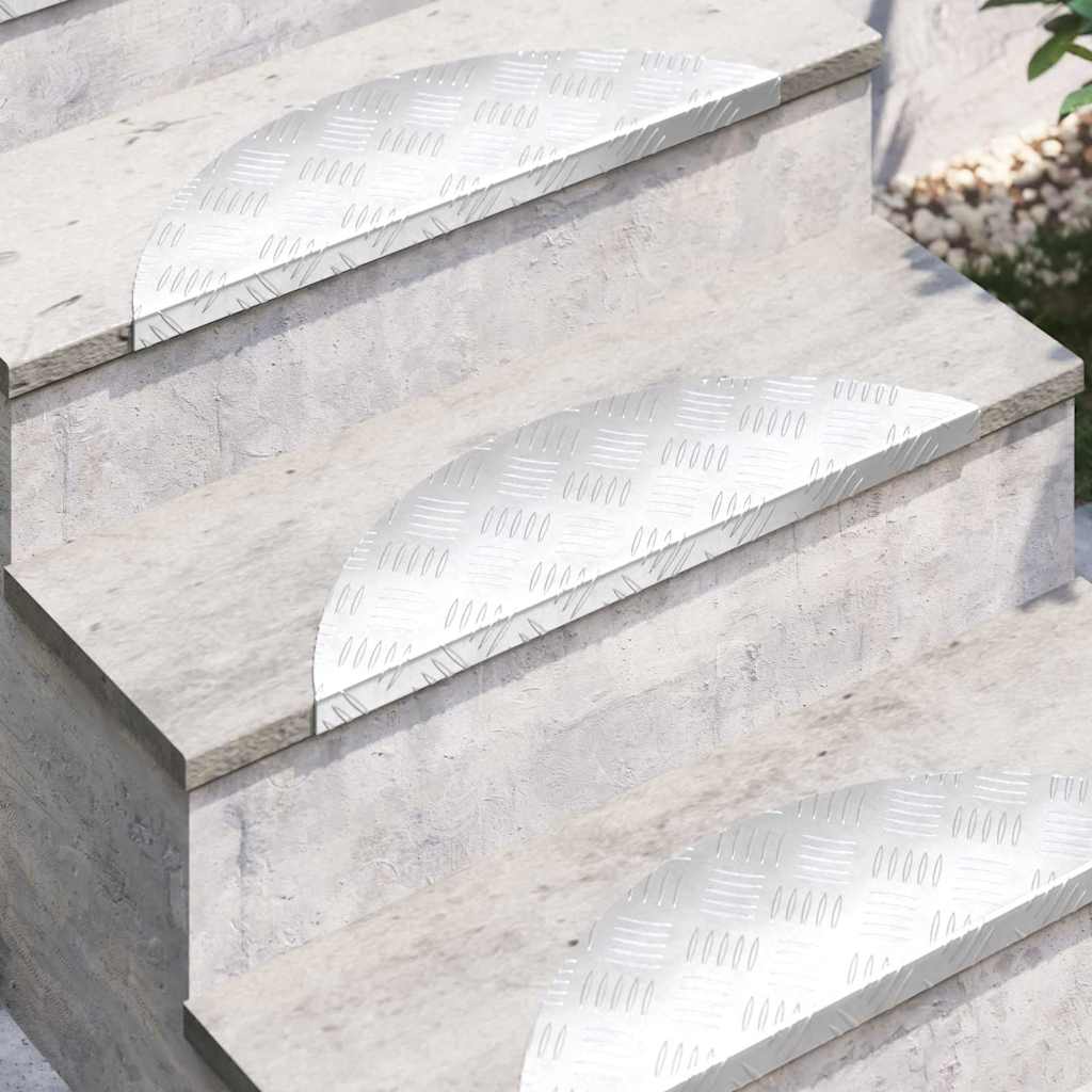 vidaXL Treppe Tritt Halbmond 15 pcs Silber 60 x 18 x 2,5 cm Aluminium