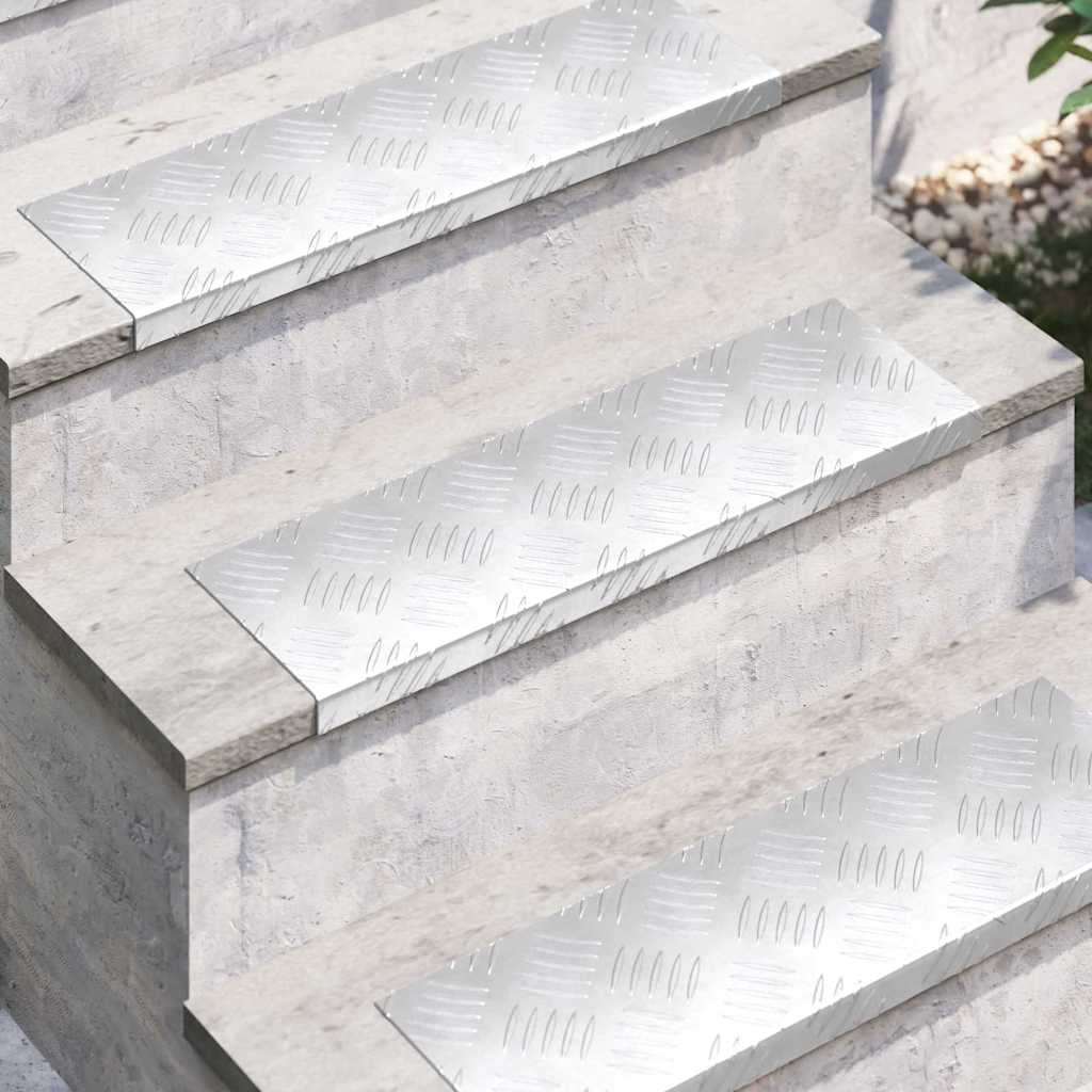 vidaXL Treppe Tritt 10 pcs Silber 60 x 18 x 2,5 cm Aluminium