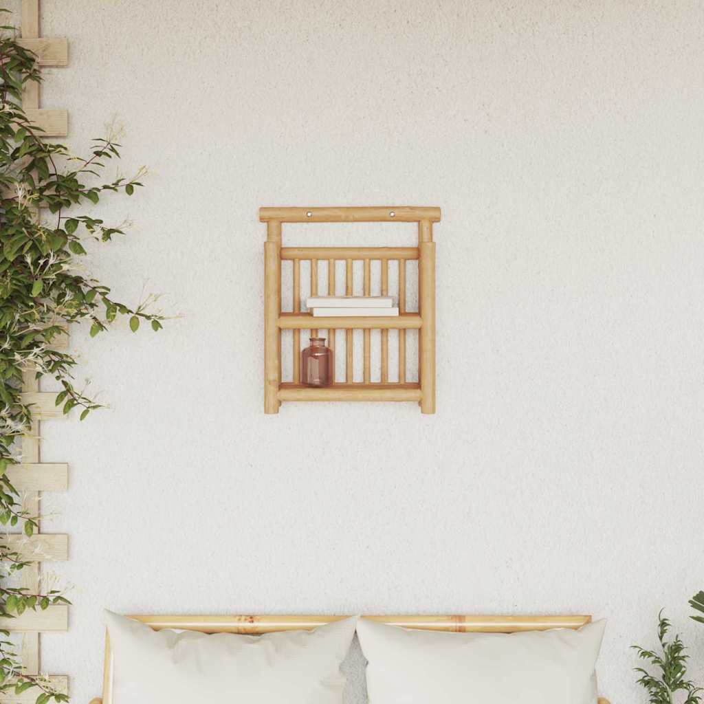 vidaXL Wandregal mit Regal Wandmontiert Natur 40 x 13 x 44 cm Bambus