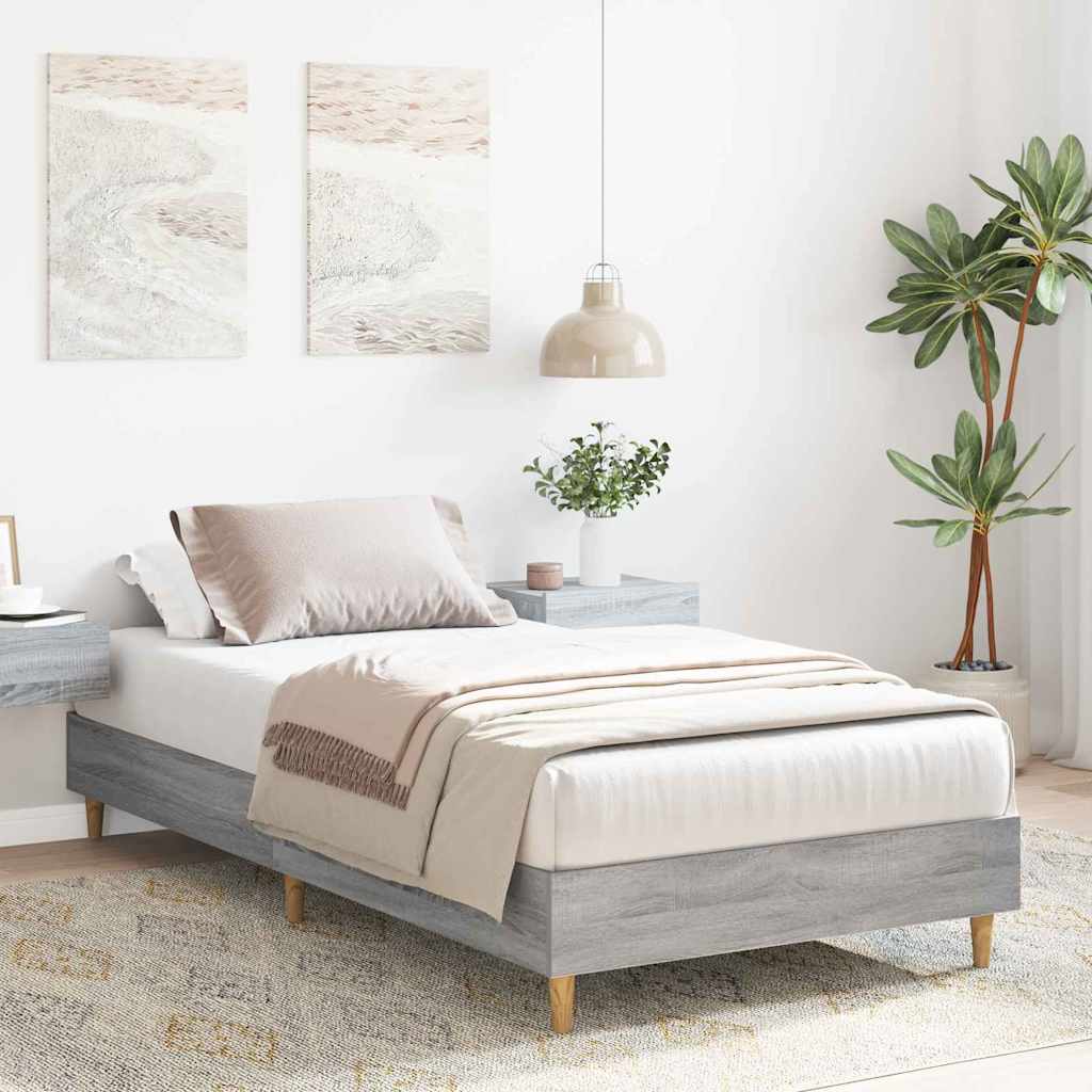 vidaXL Bettrahmen Graues Sonoma 203 x 93 x 25 cm Holzwerkstoff