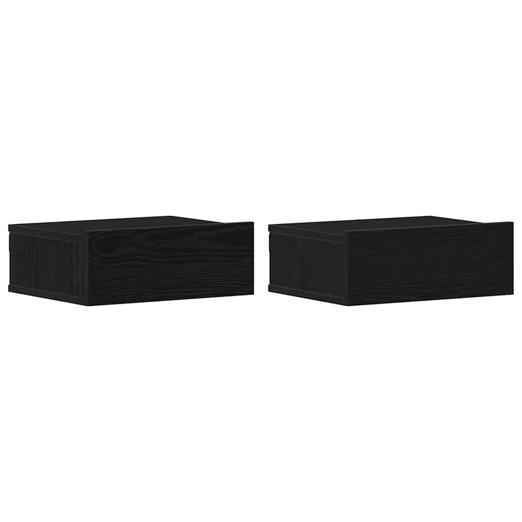 vidaXL Schwebende Nachttische 2 Stück Schwarze Eiche 40 x 32 x 15 cm Holzwerkstoff