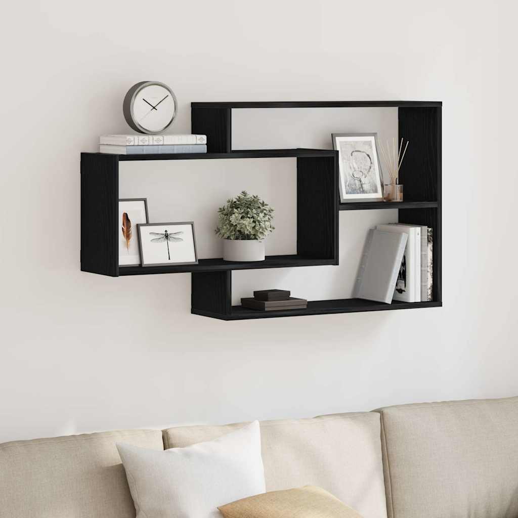 vidaXL Wandregal Eiche Schwarz 104x20x58,5 cm Holzwerkstoff