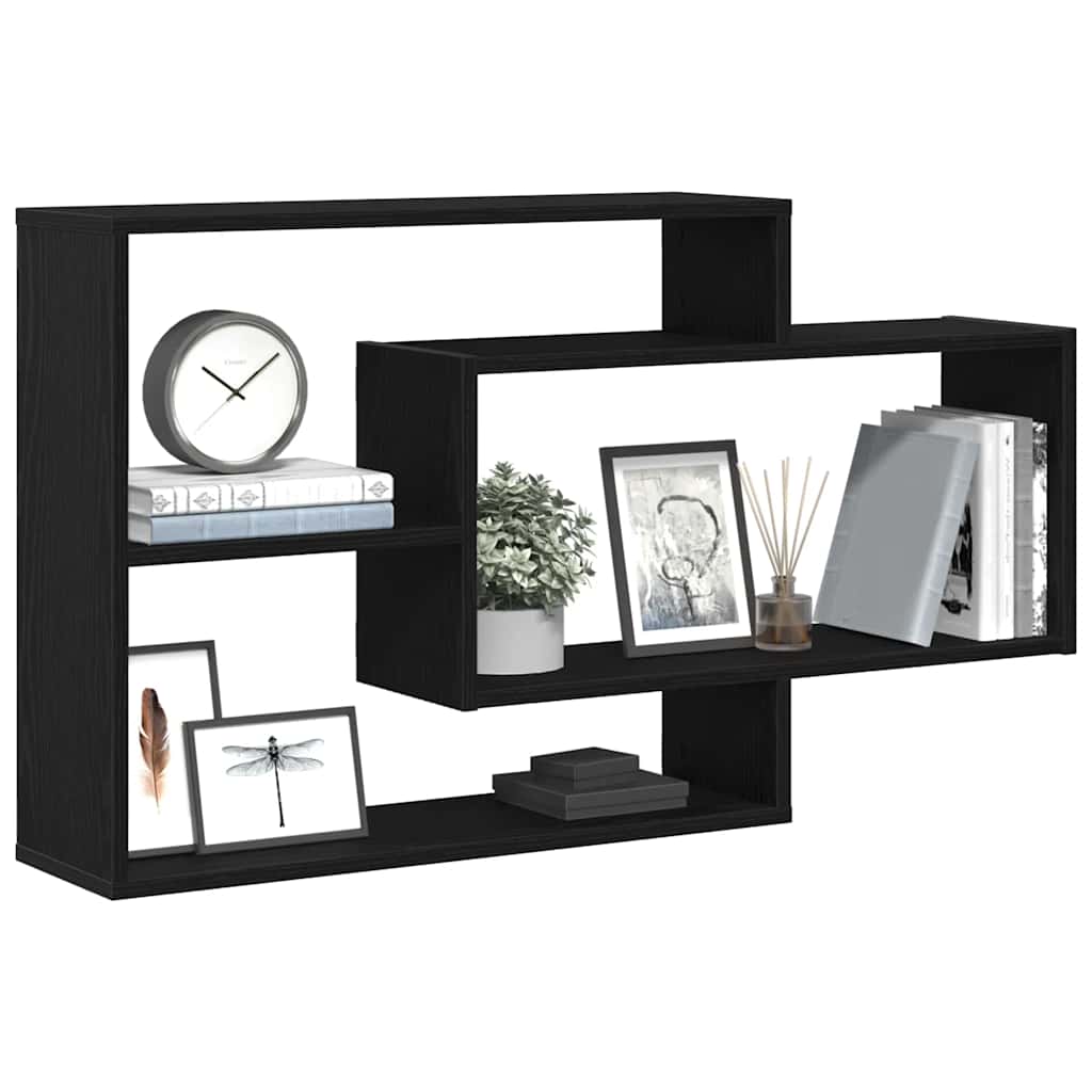 vidaXL Wandregal Eiche Schwarz 104x20x58,5 cm Holzwerkstoff