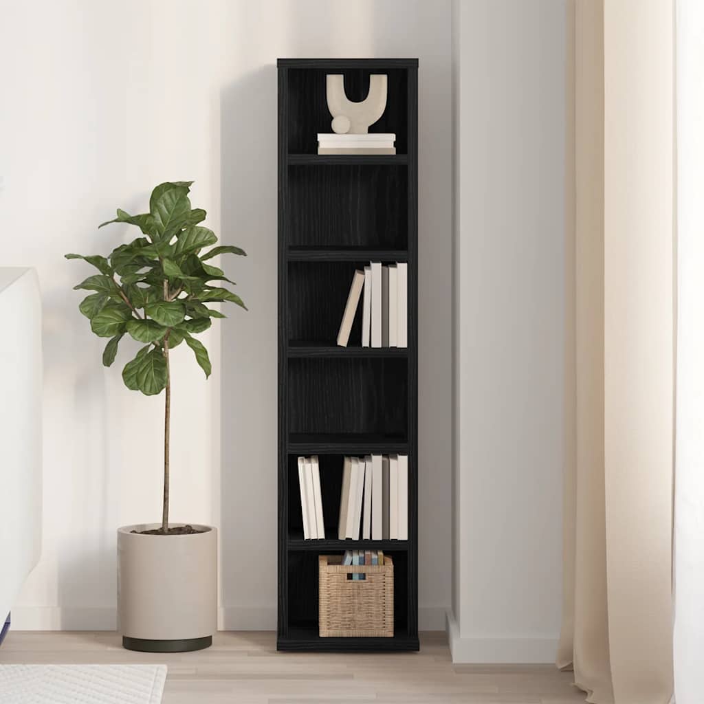 vidaXL CD-Schrank Schwarz Eichen-Optik 21x20x88 cm Holzwerkstoff