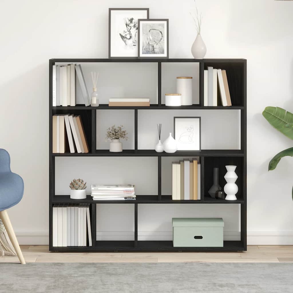 vidaXL Bücherschrank/Raumteiler Eiche schwarz 105x24x102 cm