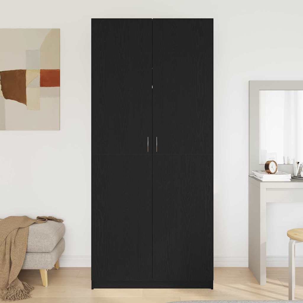 vidaXL Kleiderschrank mit Tür Schwarz Eichen-Optik 90 x 52 x 200 cm