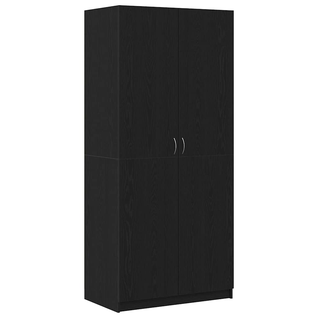 vidaXL Kleiderschrank mit Tür Schwarz Eichen-Optik 90 x 52 x 200 cm