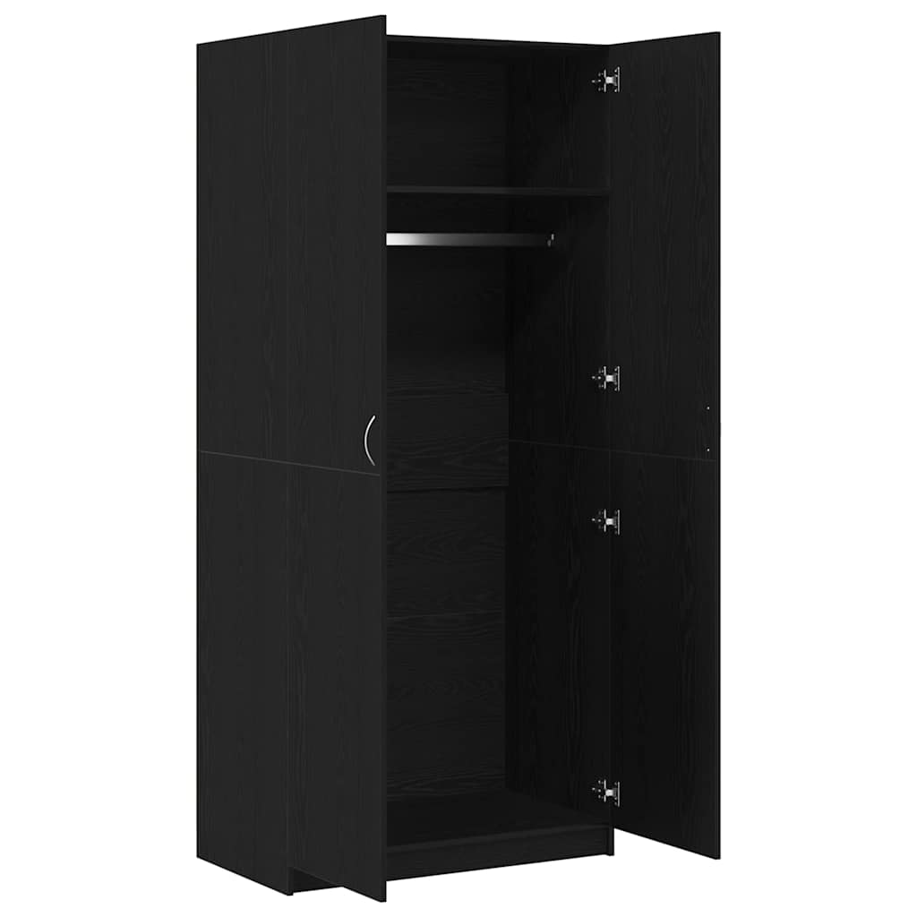 vidaXL Kleiderschrank mit Tür Schwarz Eichen-Optik 90 x 52 x 200 cm